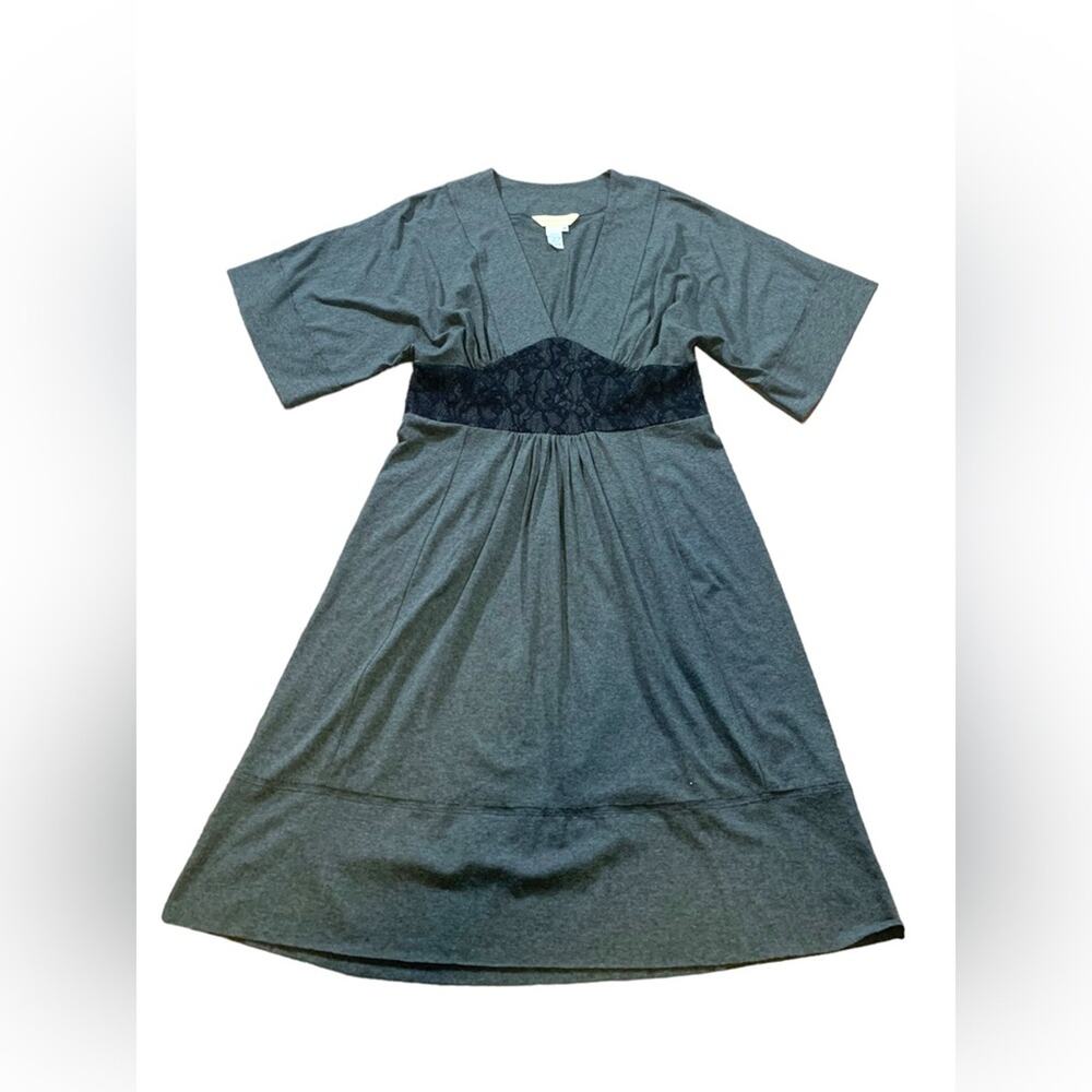 A Territory Ahead Mini Dress‎ Short Sleeve Lace Waistband Gray Size Medium